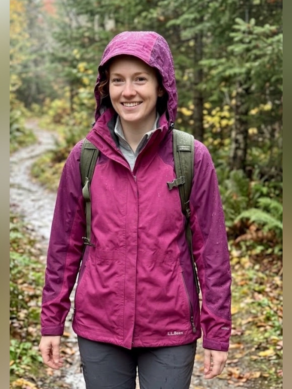 L.L. Bean Women’s Lg Waterproof Rain Jacket Shell Fuchsia Purple